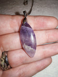 Chevron Amethyst Marquise Pendant Necklace Natural Gemstone Crystal Healing Gift #168