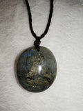 Labradorite Oval Pendant Necklace Natural Blue Flash Gemstone Crystal Gift #171