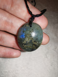 Labradorite Oval Pendant Necklace Natural Blue Flash Gemstone Crystal Gift #171