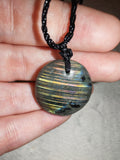 Labradorite Oval Pendant Necklace Natural Blue Flash Gemstone Crystal Gift #171