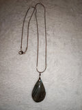 Labradorite Teardrop Pendant Necklace Natural Flash Gemstone Crystal Gift #172
