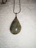 Labradorite Teardrop Pendant Necklace Natural Flash Gemstone Crystal Gift #172