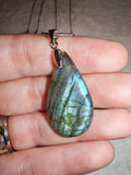 Labradorite Teardrop Pendant Necklace Natural Flash Gemstone Crystal Gift #172