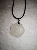 White Jade Flower Pendant Necklace Hand Carved Natural Gemstone Crystal Gift #174