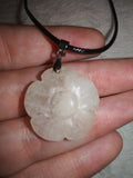 White Jade Flower Pendant Necklace Hand Carved Natural Gemstone Crystal Gift #174