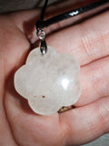 White Jade Flower Pendant Necklace Hand Carved Natural Gemstone Crystal Gift #174