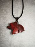Red Jasper Bear Pendant Necklace Hand Carved Natural Gemstone Crystal Gift #175