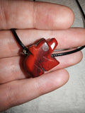 Red Jasper Bear Pendant Necklace Hand Carved Natural Gemstone Crystal Gift #175