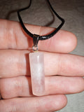 Rose Quartz Bar Pendant Necklace Natural Crystal Pink Gemstone Gift #177