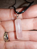 Rose Quartz Bar Pendant Necklace Natural Crystal Pink Gemstone Gift #177