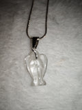 Clear Quartz Angel Pendant Necklace Hand Carved Natural Crystal Gift #178