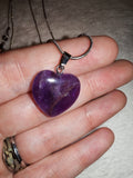 Amethyst Heart Pendant Necklace Natural Gemstone Crystal Gift #179