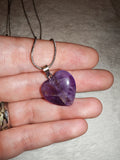 Amethyst Heart Pendant Necklace Natural Gemstone Crystal Gift #179