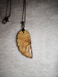 Natural Picture Jasper Angel Wing Pendant Necklace Brown Cream Gemstone #181