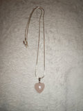 Natural Rose Quartz Heart Pendant Necklace Pink Crystal Love Gemstone #183