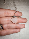 Natural Rose Quartz Heart Pendant Necklace Pink Crystal Love Gemstone #183