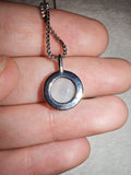 Selenite Round Pendant Necklace | Silver Tone Antler Design | White Crystal Jewellery | #184