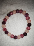 Rose Quartz Lepidolite Pink Coral 8mm Mixed Gemstone Crystal Bracelet #13