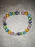 Rainbow Cat's Eye Fibre Optic Glass 8mm Bead Stretch Bracelet #16