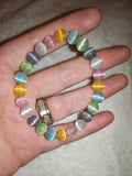 Rainbow Cat's Eye Fibre Optic Glass 8mm Bead Stretch Bracelet #16