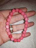 Pink Jade Quartzite Crystal Beaded Bracelet 8mm Vibrant Berry Stretch Jewellery #18