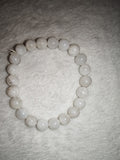 White Moonstone 8mm Natural Gemstone Round Bead Stretch Bracelet #20