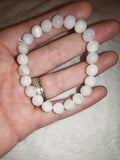 White Moonstone 8mm Natural Gemstone Round Bead Stretch Bracelet #20