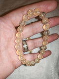 Golden Rutilated Quartz Crystal Bracelet 8mm Natural Gemstone Stretch #27