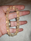 Golden Rutilated Quartz Crystal Bracelet 8mm Natural Gemstone Stretch #27