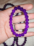 Purple Agate Crystal Bracelet 8mm Dyed Natural Gemstone Stretch Gift #28