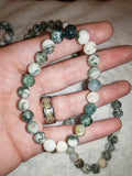 Natural Tree Agate Beaded Bracelet 8mm Stretch Crystal Healing Jewellery #33