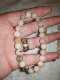Natural Pink Feldspar Beaded Bracelet 8mm Stretch Crystal Healing Jewellery #34