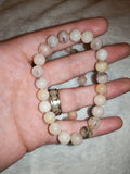 Natural Pink Feldspar Beaded Bracelet 8mm Stretch Crystal Healing Jewellery #34