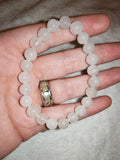 Natural Snow Quartz Milky Quartz Beaded Bracelet 8mm Stretch Crystal #35