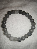 Grey Dragon Vein Agate Crackle Beaded Bracelet 8mm Stretch Crystal #37