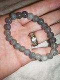Grey Dragon Vein Agate Crackle Beaded Bracelet 8mm Stretch Crystal #37