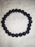 Blue Goldstone Sparkling Beaded Bracelet 8mm Stretch Crystal Glass #38