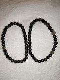 Natural Black & Golden Sheen Obsidian Beaded Bracelet Stretch Crystal #41