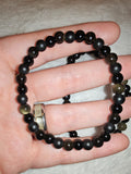 Natural Black & Golden Sheen Obsidian Beaded Bracelet Stretch Crystal #41