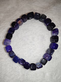 Natural Purple Dragon Vein Agate Beaded Bracelet Cube Crackle Quartz Stretch #46