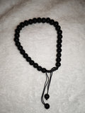 Natural Black Obsidian Beaded Bracelet Adjustable Cord Protection Onyx Macrame #51