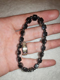 Natural Hematite Beaded Bracelet Geometric Cube Square Metallic Crystal #58