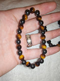 Natural Triple Protection Beaded Bracelet Tigers Eye Hematite Obsidian Stretch #59