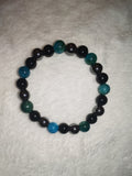 Natural Blue Apatite Beaded Bracelet Hematite Obsidian Protection Crystal #60