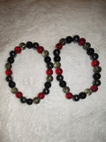 Natural Smoky Quartz Hematite Red Crystal Beaded Bracelet Protection Stretch #61