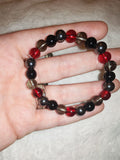 Natural Smoky Quartz Hematite Red Crystal Beaded Bracelet Protection Stretch #61