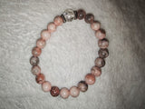 Natural Pink Zebra Jasper Beaded Bracelet Crackle Quartz Focal Crystal Stretch #65