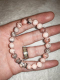 Natural Pink Zebra Jasper Beaded Bracelet Crackle Quartz Focal Crystal Stretch #65
