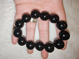 Chunky Black Onyx Style Beaded Bracelet Oversized 16mm Large Statement #67