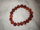Natural Banded Carnelian Agate Beaded Bracelet Fire Red Orange Crystal Stretch #68